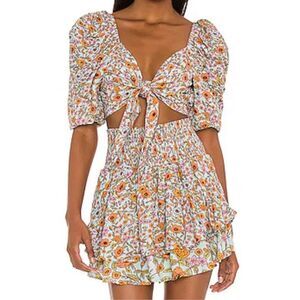 Maaji All Shell Abundance Is All Light Blue with Orange Floral Top & Skirt Set S
